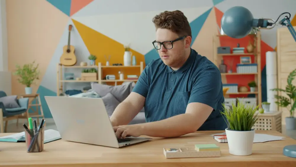 Freelancer working from home on a laptop