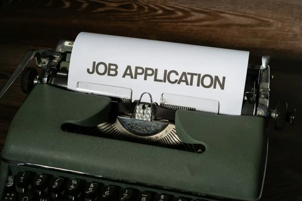 Job application form ready to be filled in
