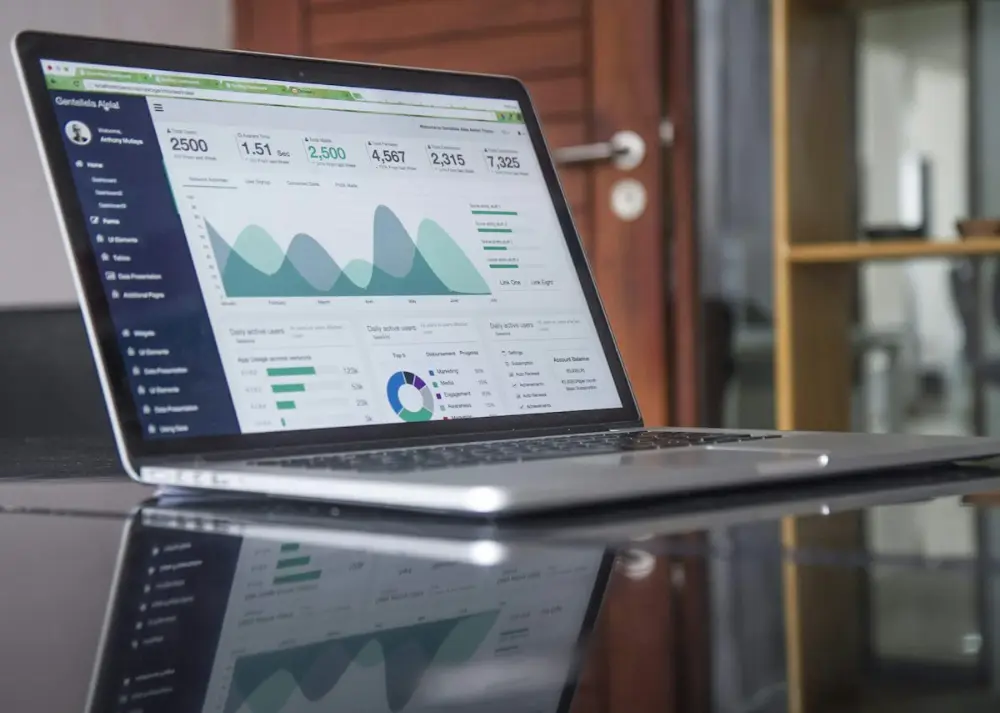 Marketing statistics on a laptop screen