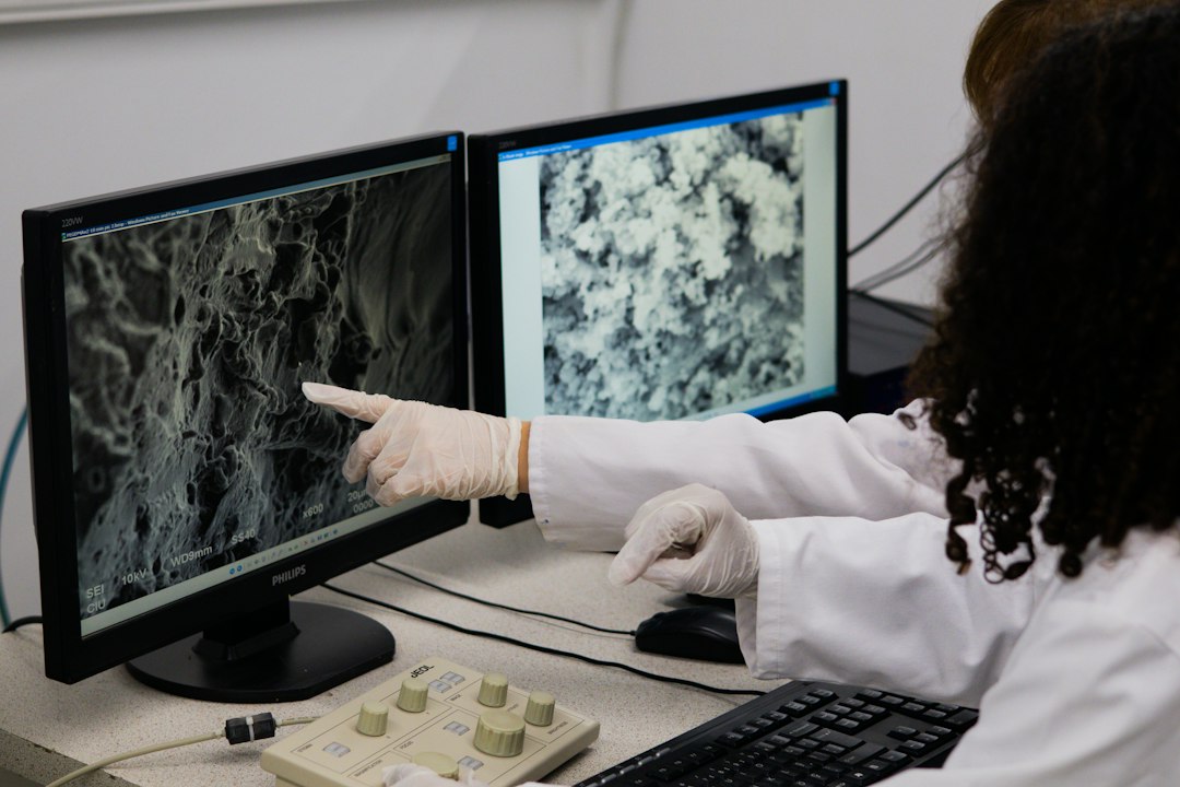 Microscope view on screen used for visual learning in science