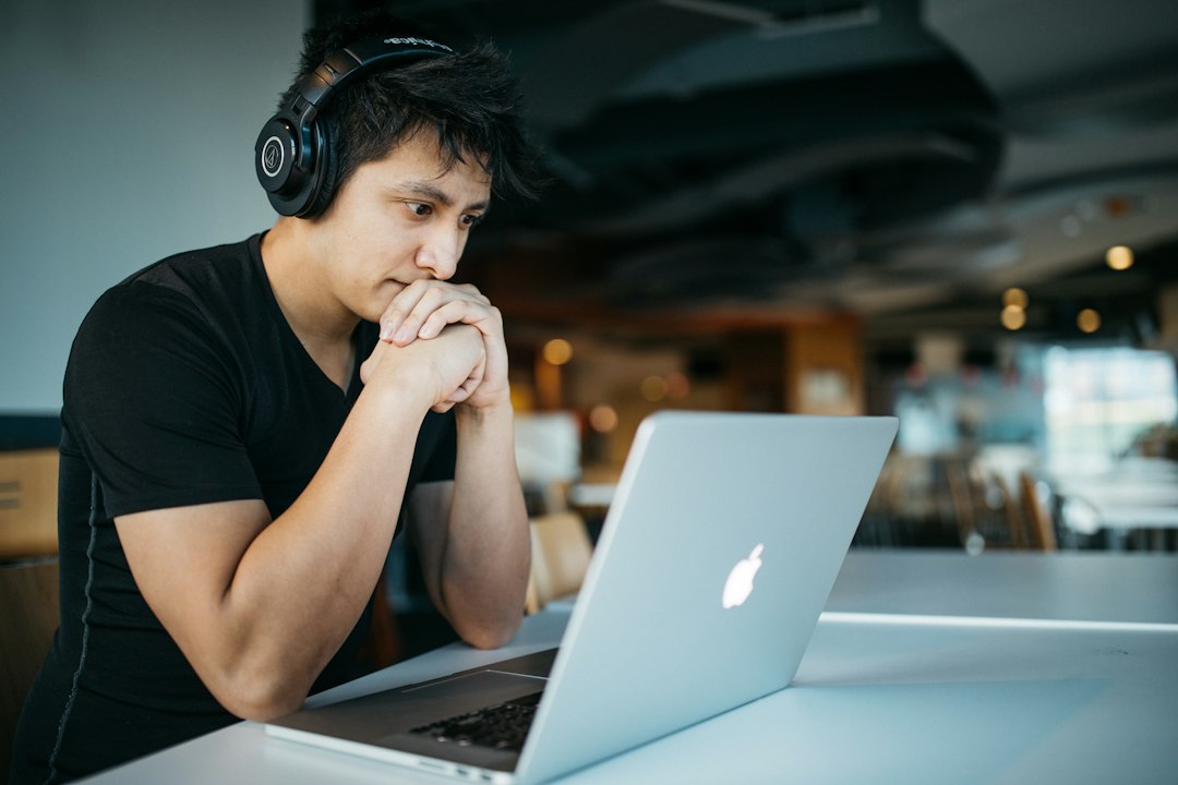 Remote worker on a call from a laptop