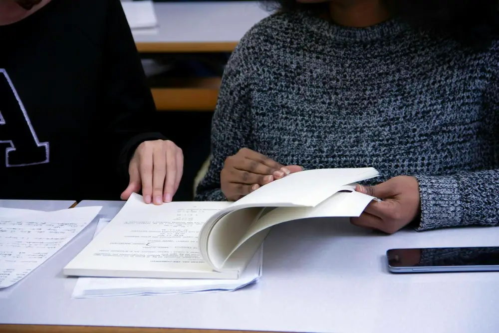 Students studying together in school